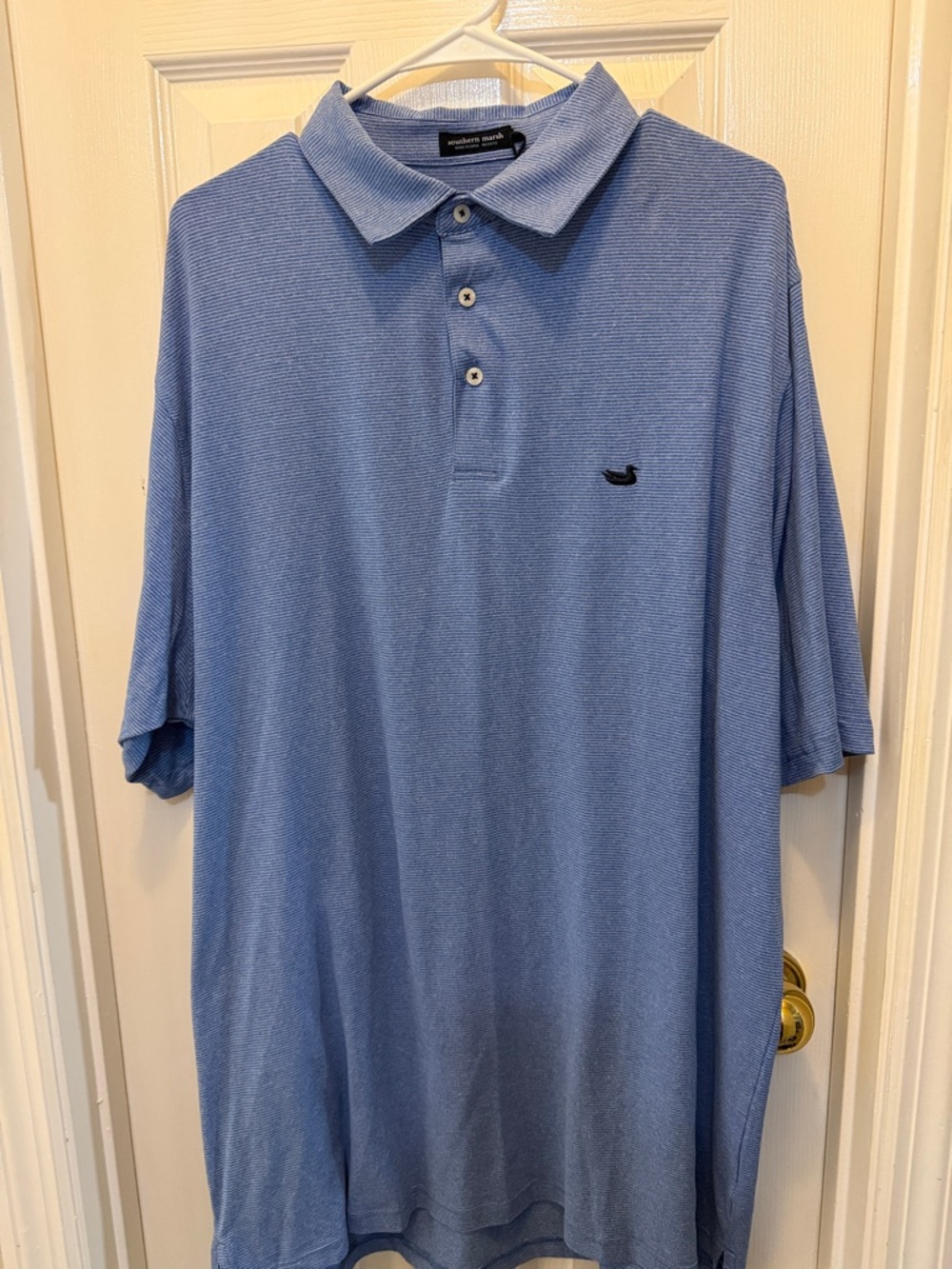 Southern Marsh Men's Sky Blue Short-Sleeve Polo with Embroidered Duck